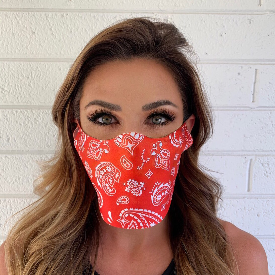 Red Bandana Pattern Mask Face Mask Printing