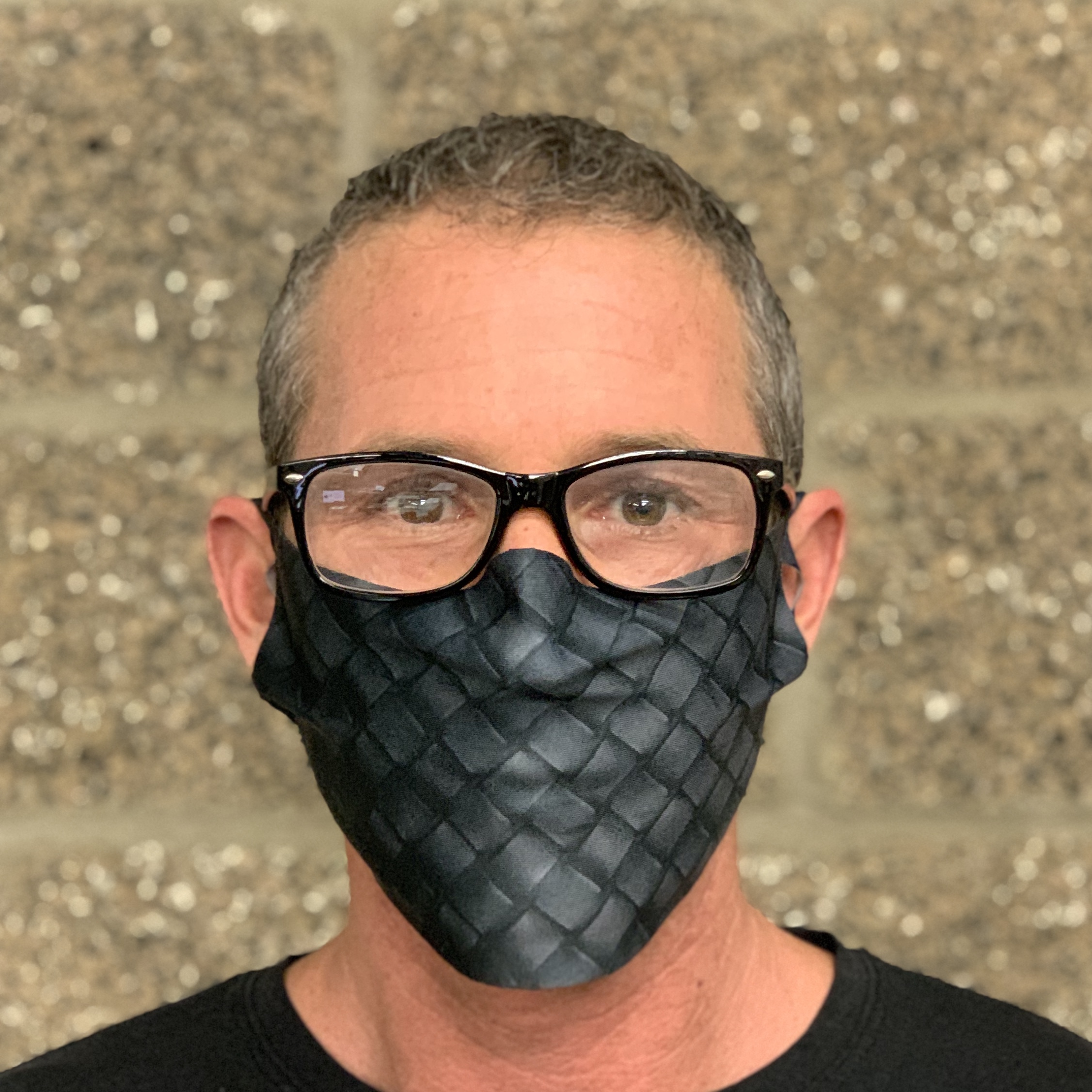 Woven Black Leather Face Mask Printing